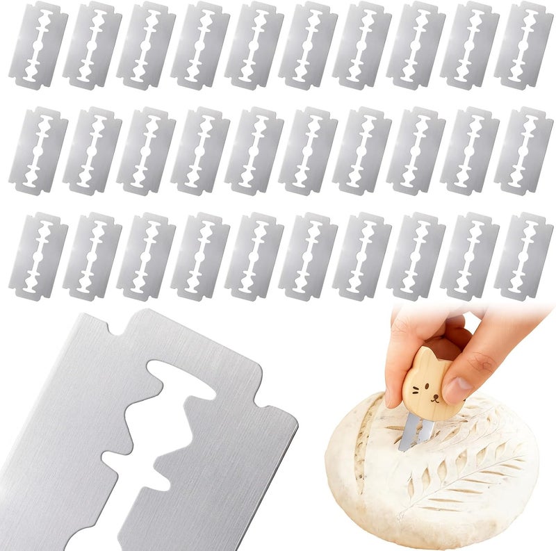 LUSTRIB 30-Pack Bread Lame Blades Refill - Surgical-Grade Stainless Steel Scoring Blades for Sourdough Baking, Ultra Sharp Replacement Razor Blades for Professional & Homemade Bread Pattern Design - Image 1